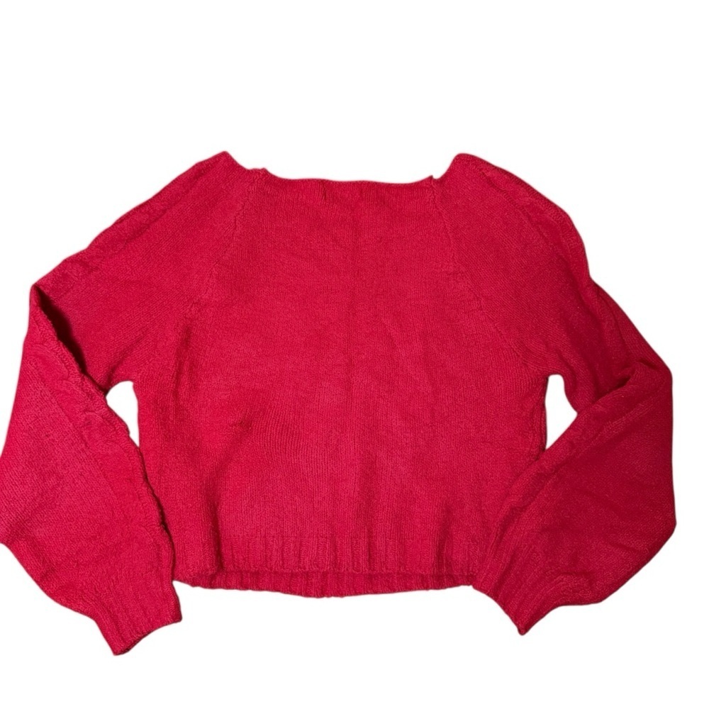 Hollister| Women's Red Comfy Cloud Off-the Shoulder Cable Knit Sweater- Size XS - Picture 3 of 9